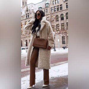 Abercrombie & Fitch Cream Teddy Coat